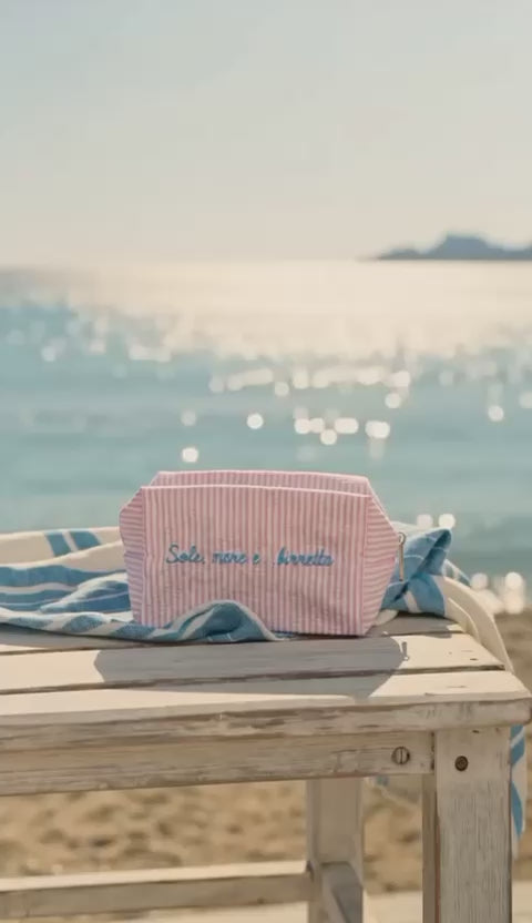 Pochette personalizzata a righine rosa